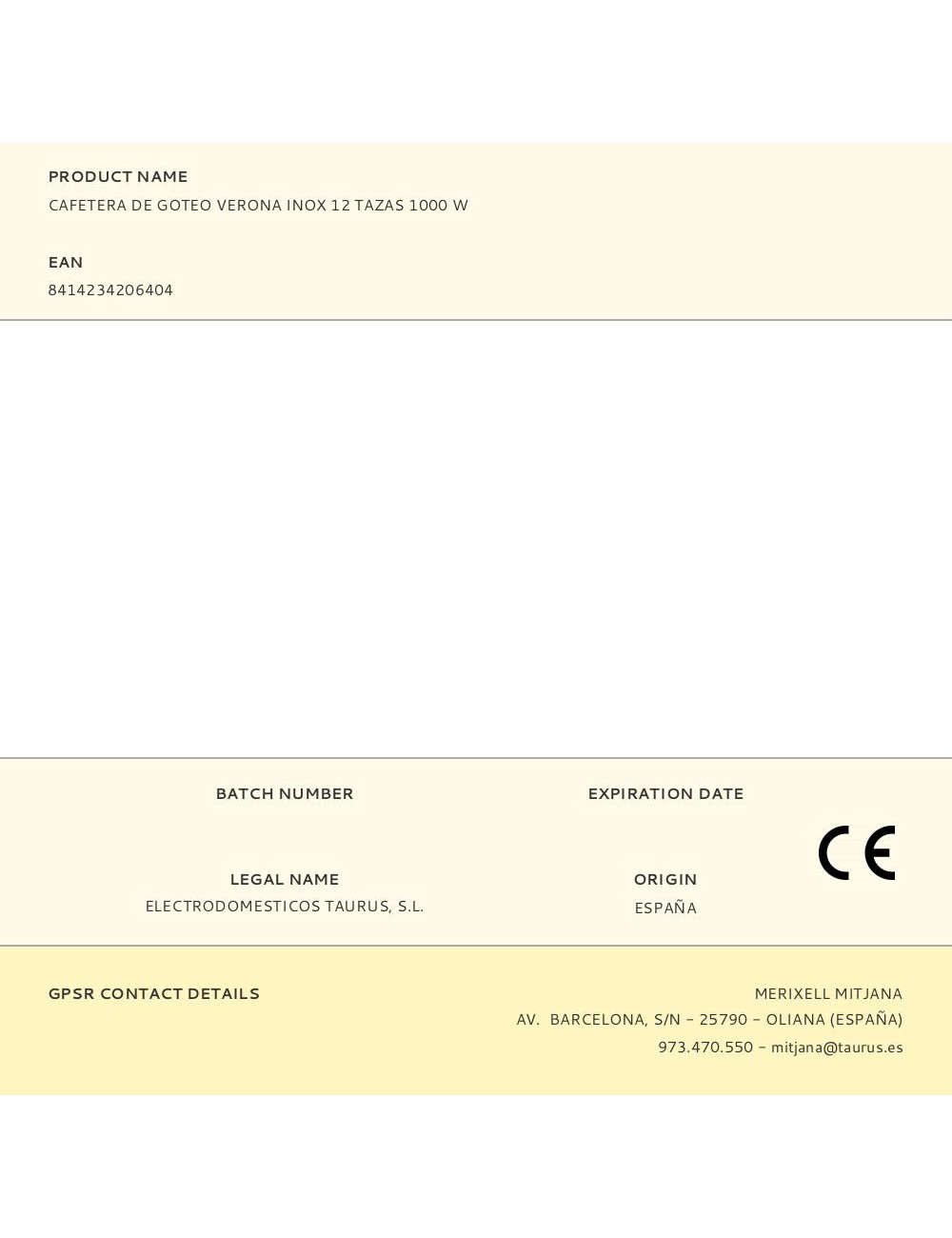 Cafetera de goteo verona inox 12 tazas 1000 w