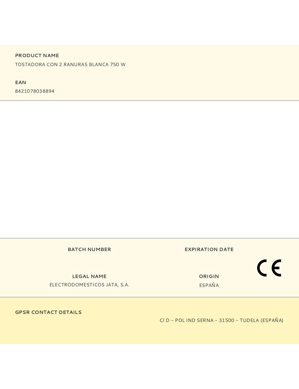 Tostadora con 2 ranuras blanca 750 w