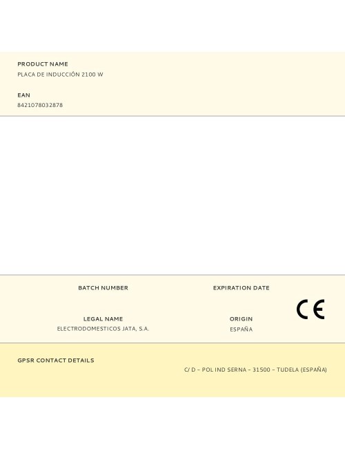 Placa de inducción 2100 w