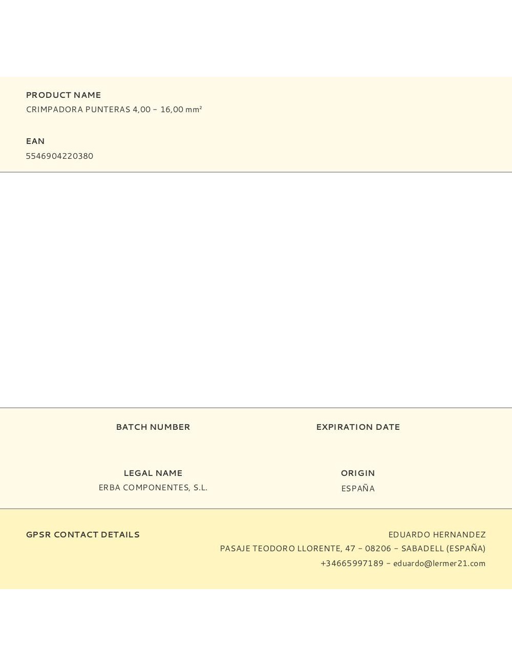 Crimpadora punteras 4,00 - 16,00 mm