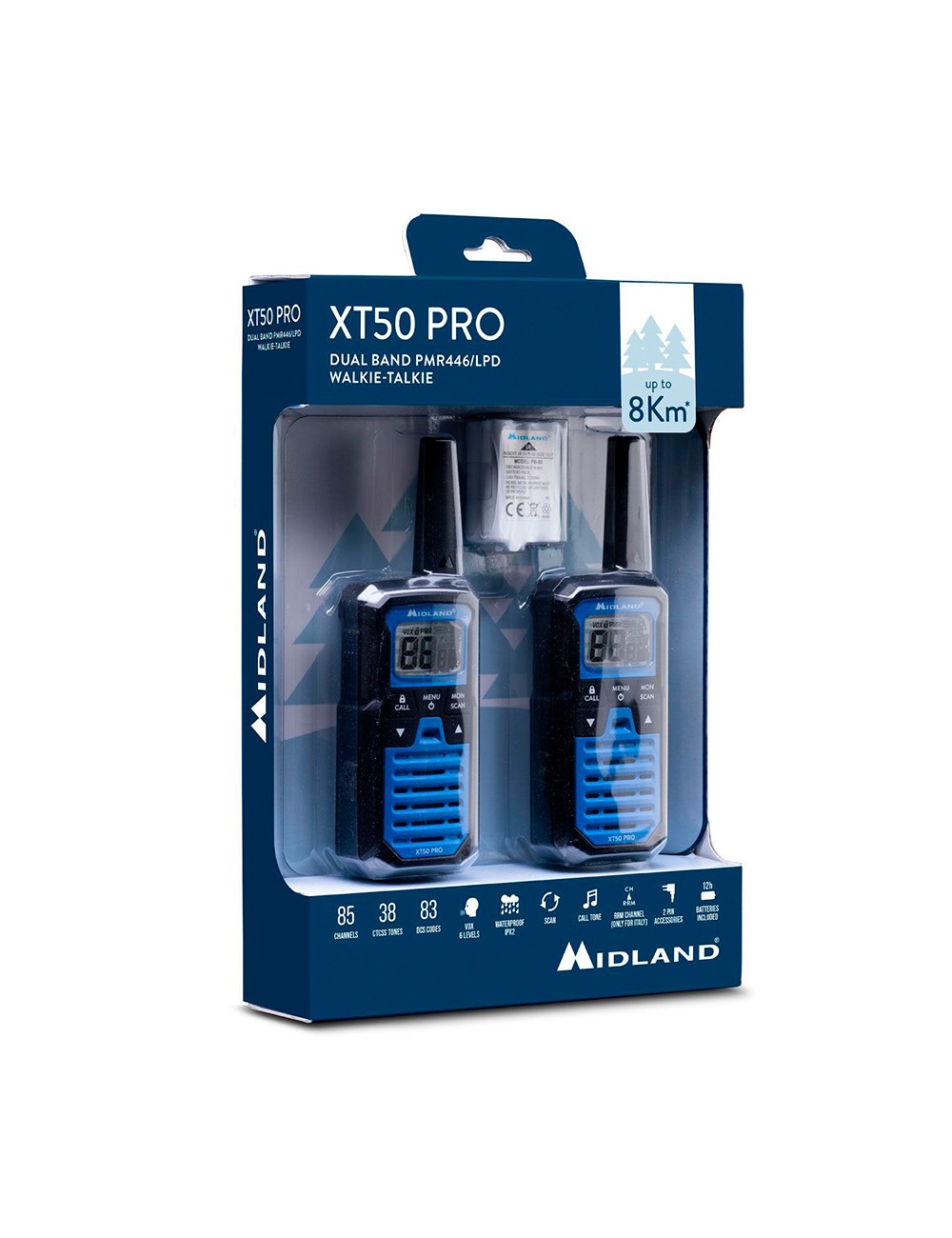 Walkietalkies xt-50 pro c1464, 16 canales pmr446, azules