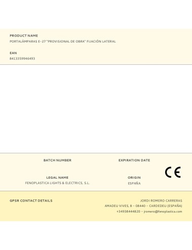 Portalámparas e-27 "provisional de obra" fijación lateral