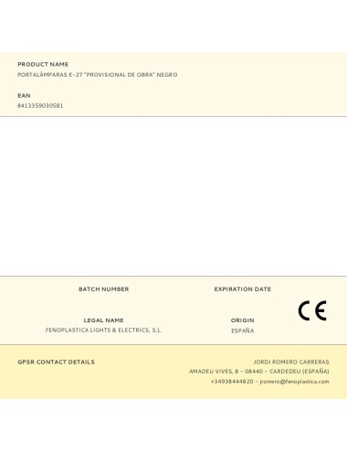 Portalámparas e-27 "provisional de obra" negro