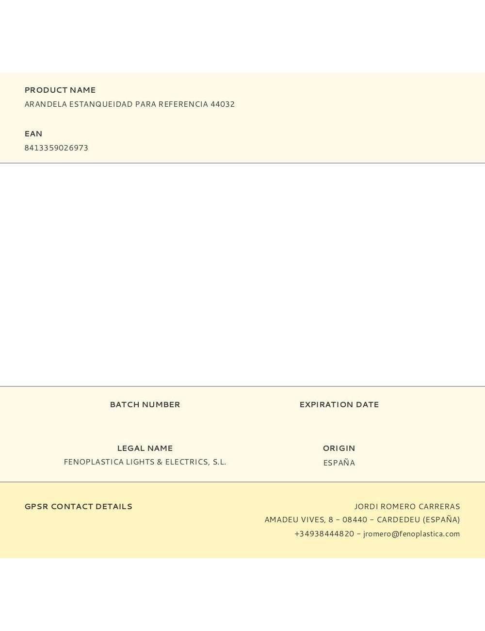 Arandela estanqueidad para referencia 44032