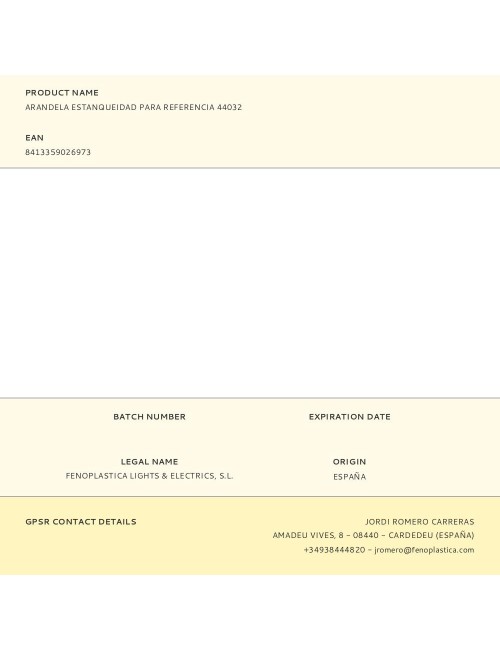 Arandela estanqueidad para referencia 44032