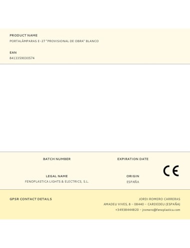 Portalámparas e-27 "provisional de obra" blanco
