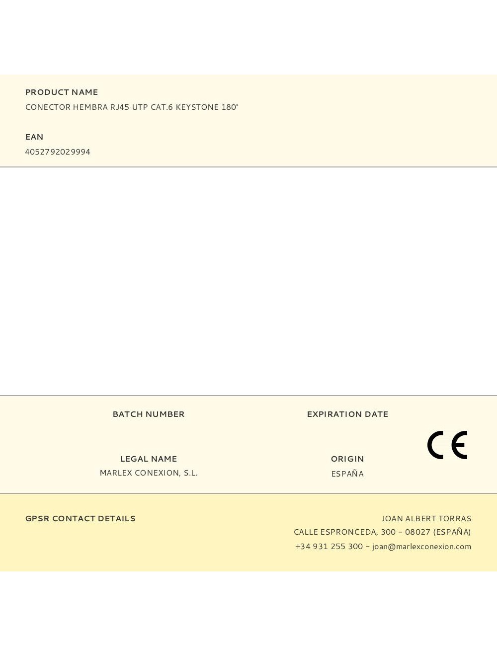 Conector hembra rj45 utp cat.6 keystone 180°