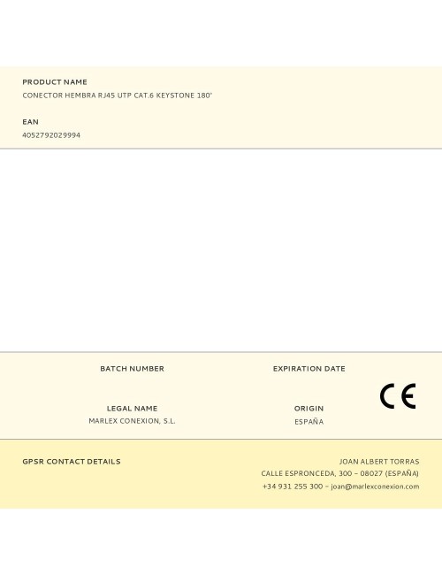 Conector hembra rj45 utp cat.6 keystone 180°