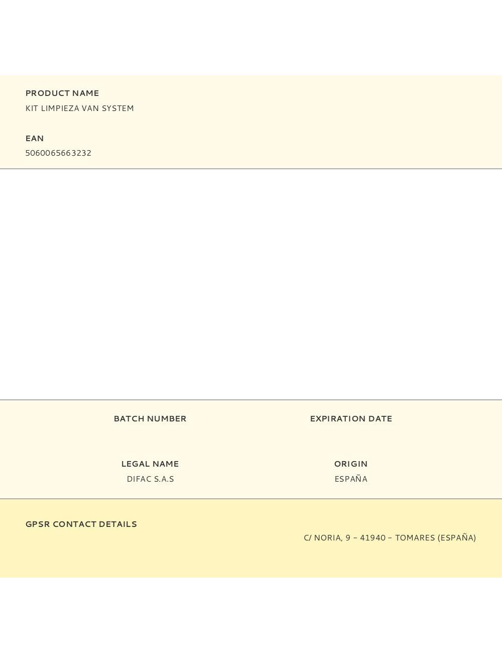 Kit limpieza van system