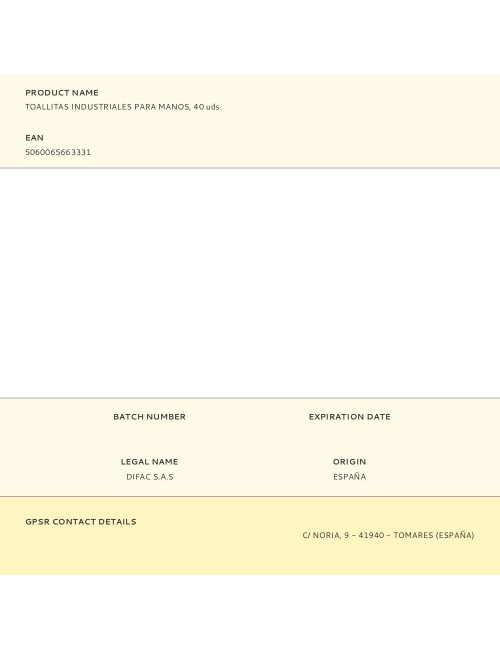 Toallitas industriales para manos, 40 uds