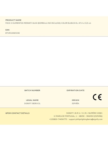 Foco 3 elementos meranti gu10 (bombilla no incluida) color blanco 8 x 47,4 x 15,5 cm