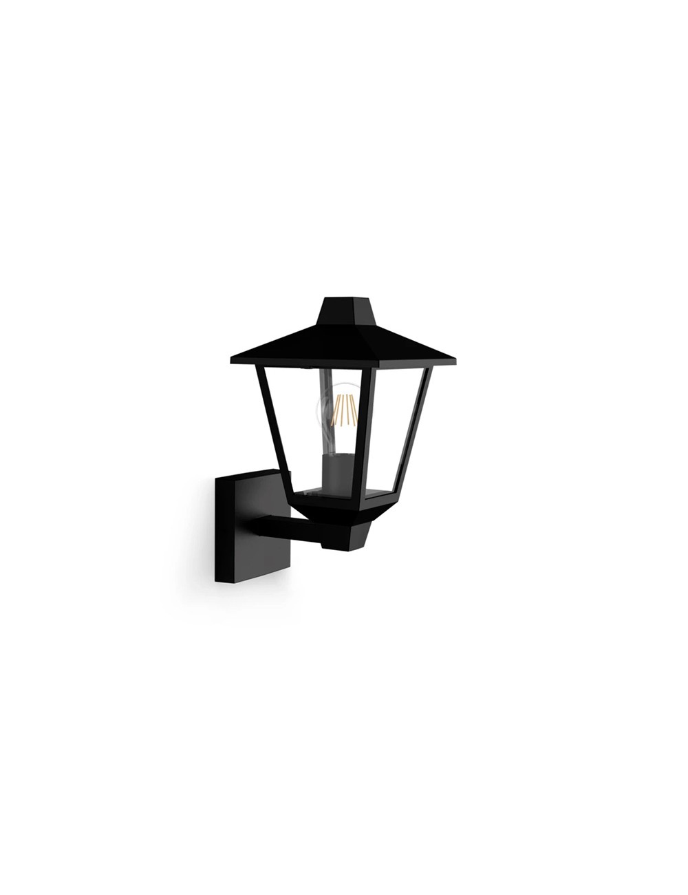 Aplique exterior kinno e27 25 w sin bombilla, color negro, luz hacia arriba