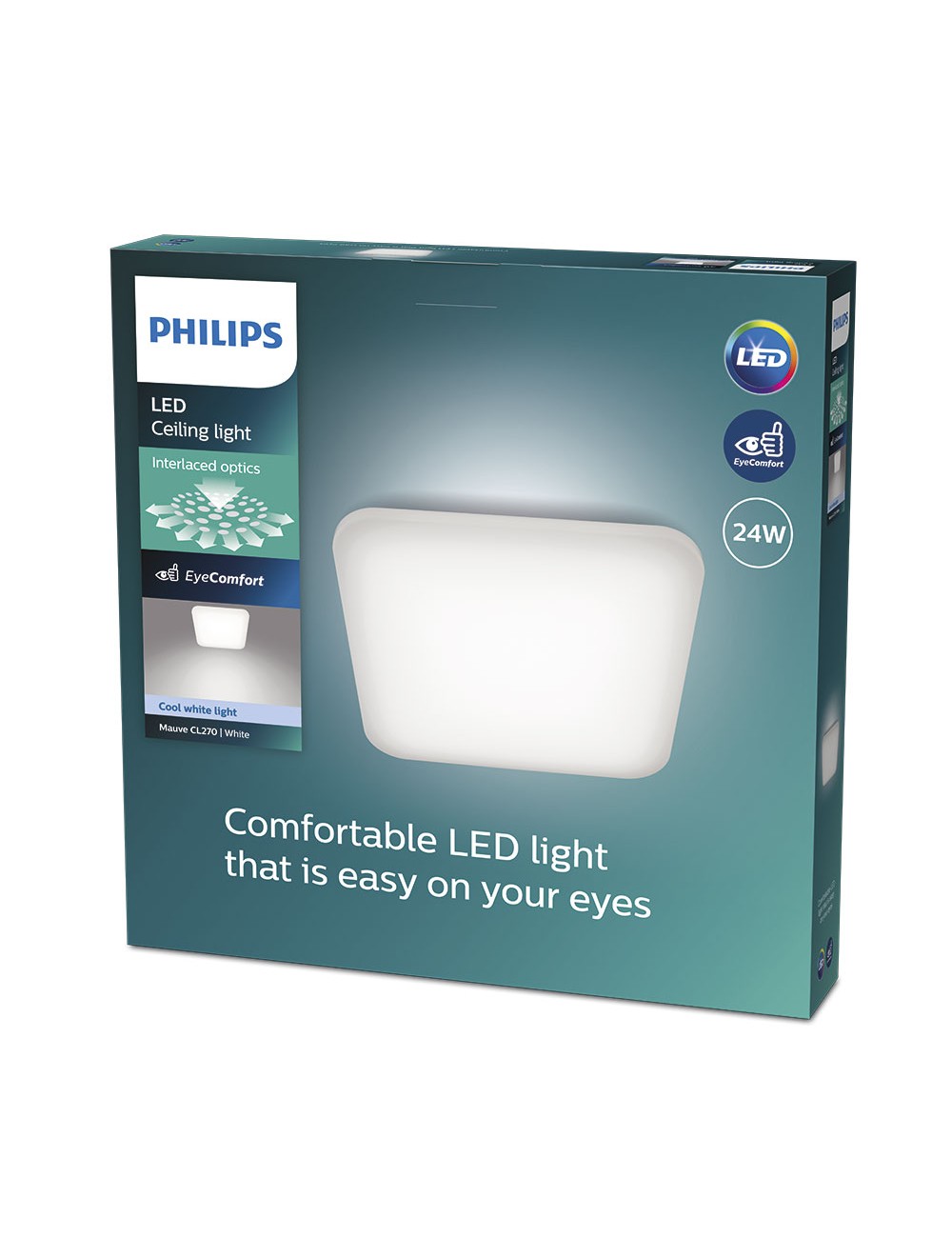 Plafón led cuadrado mauve 24 w 4000 k 3000 lm 43 x 43 x 7,5 cm