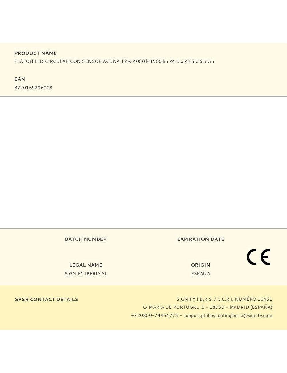 Plafón led circular con sensor acuna 12 w 4000 k 1500 lm 24,5 x 24,5 x 6,3 cm