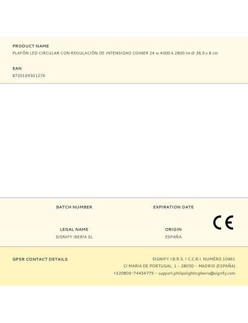 Plafón led circular con regulación de intensidad coiner 24 w 4000 k 2800 lm ø 38,9 x 8 cm