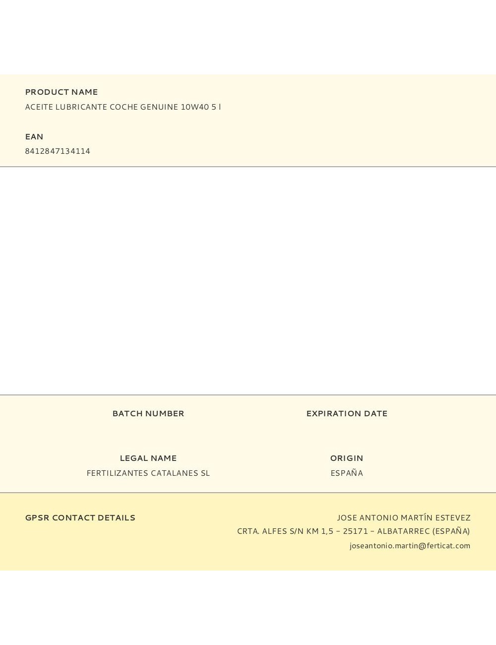 Aceite lubricante coche genuine 10w40 5 l