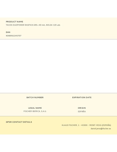 Tacos duopower bigpack ø8 x 40 mm, bolsa 120 uds