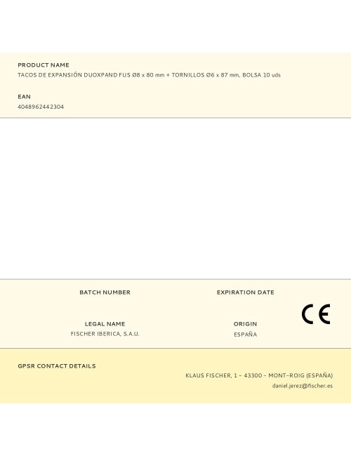 Tacos de expansión duoxpand fus ø8 x 80 mm + tornillos ø6 x 87 mm, bolsa 10 uds