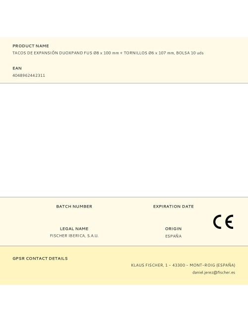 Tacos de expansión duoxpand fus ø8 x 100 mm + tornillos ø6 x 107 mm, bolsa 10 uds