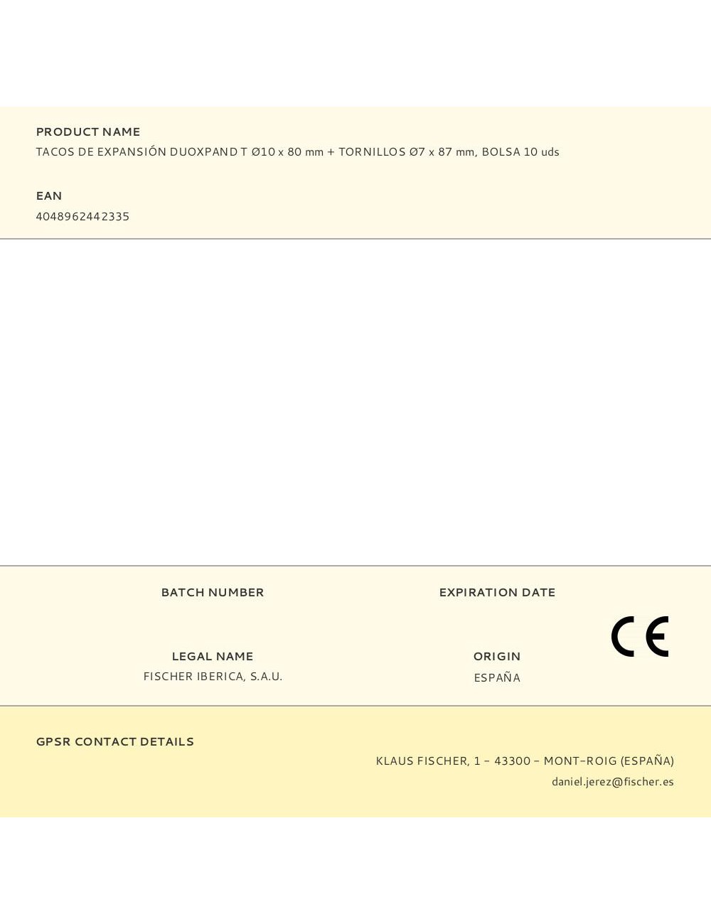 Tacos de expansión duoxpand t ø10 x 80 mm + tornillos ø7 x 87 mm, bolsa 10 uds