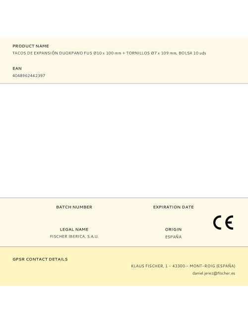 Tacos de expansión duoxpand fus ø10 x 100 mm + tornillos ø7 x 109 mm, bolsa 10 uds