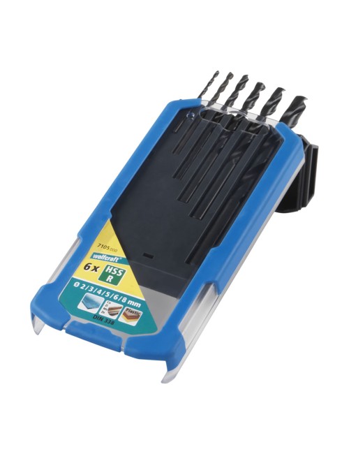 Broca para metal hss, forja por laminación, juego 6 piezas, ø2,00 - ø8,00 mm