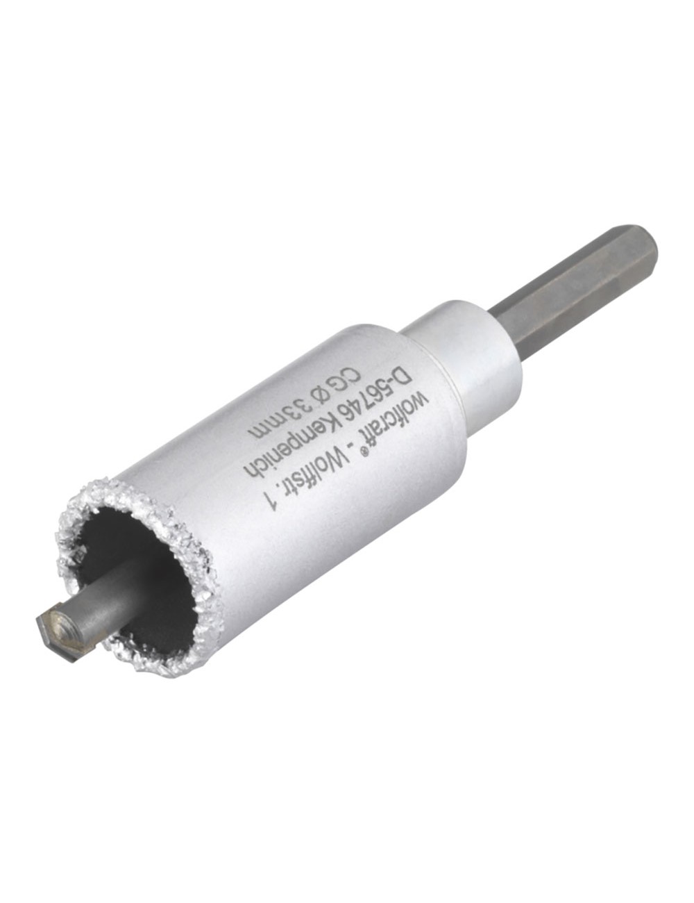 Corona de perforación recubierta de carburo de tungsteno, con adaptador, ø33 x 55 mm