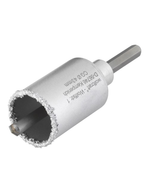 Corona de perforación recubierta de carburo de tungsteno, con adaptador, ø43 x 55 mm