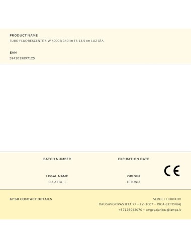 Tubo fluorescente 4 w 4000 k 140 lm t5 13,5 cm luz día