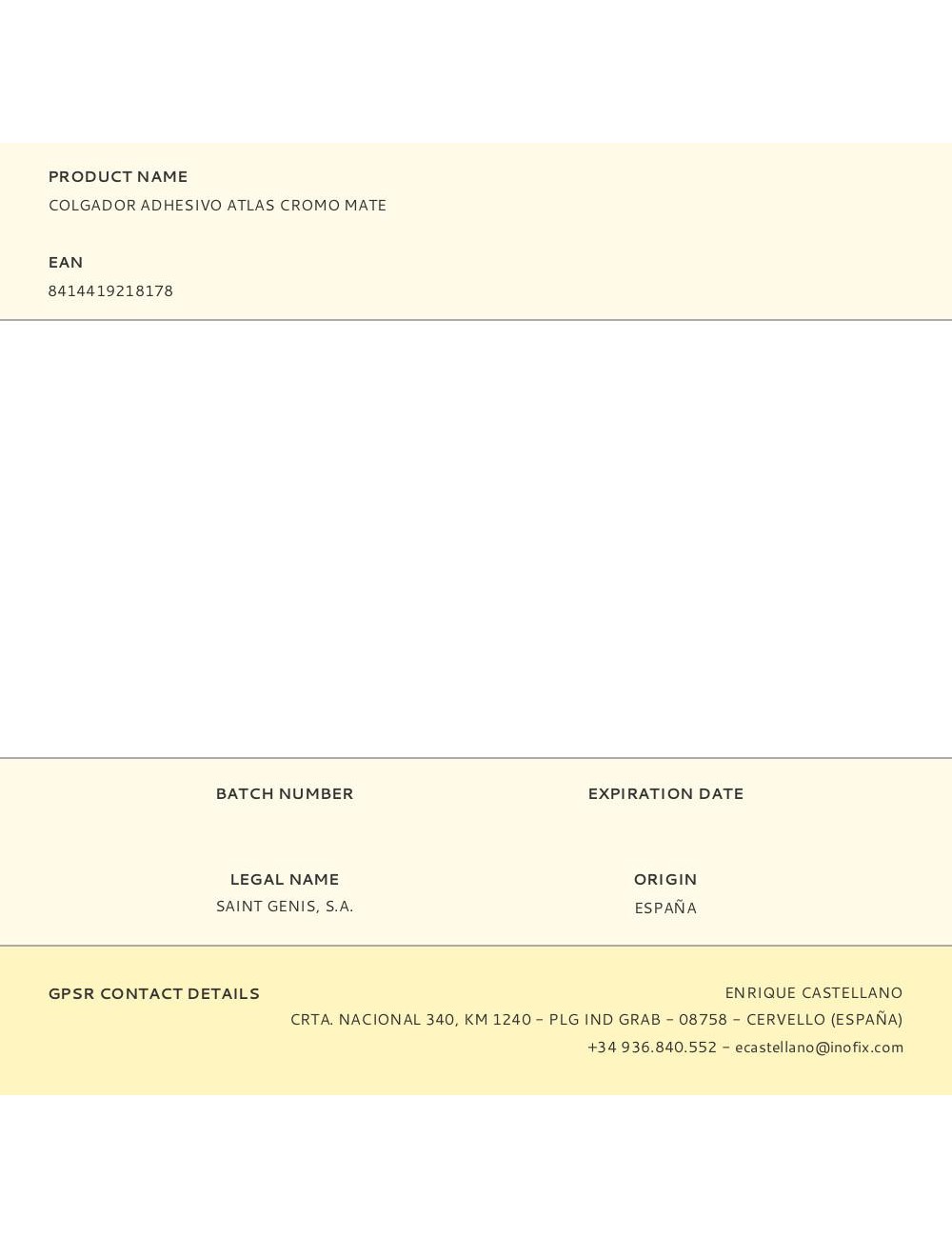 Colgador adhesivo atlas cromo mate