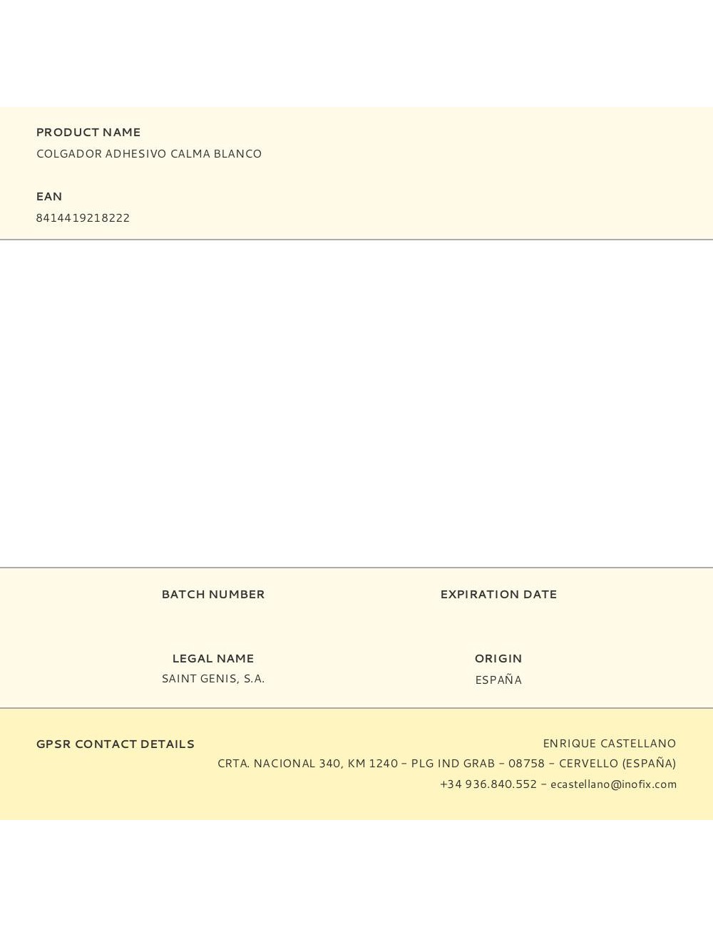 Colgador adhesivo calma blanco