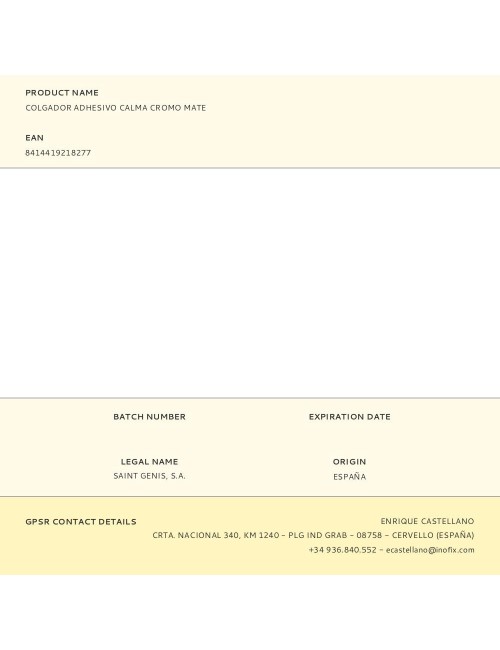 Colgador adhesivo calma cromo mate