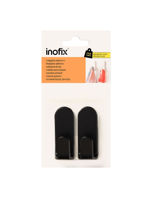 Colgador adhesivo taga negro, 2 uds