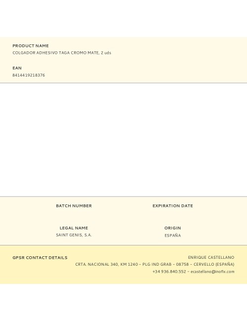 Colgador adhesivo taga cromo mate, 2 uds