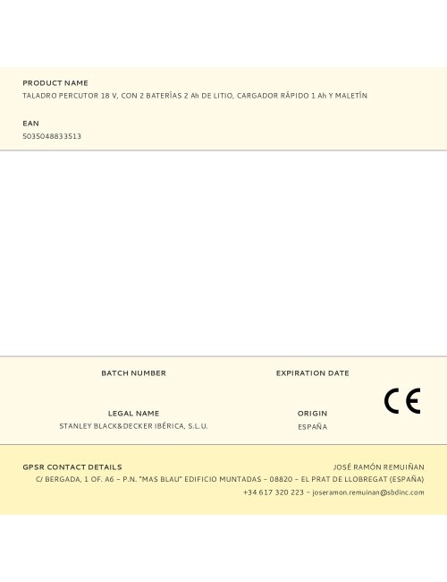 Taladro percutor 18 v, con 2 baterías 2 ah de litio, cargador rápido 1 ah y maletín