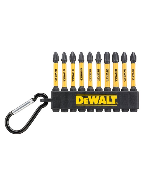 Juego de 10 puntas flextorq 57 mm pz2, pz3 y ph2 con mosquetón, bote con 50 uds