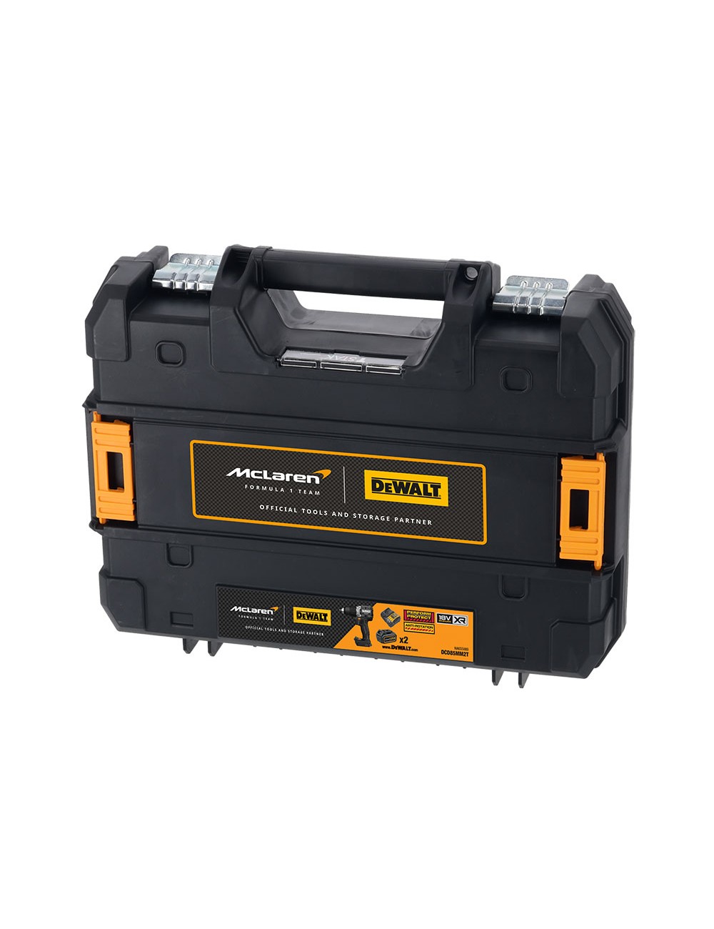 Taladro percutor mclaren sin escobillas xr 18 v 13 mm 90 nm con 2 baterías li-ion 4 ah y maletín tstak