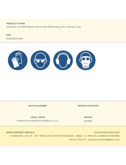 Hojas de lija perforadas de ajuste rápido 80 g, 93 x 190 mm, 5 uds