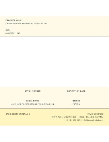 Candado latón arco largo 713/20, 20 mm