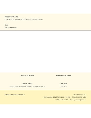 Candado latón arco largo 713/30hb30, 30 mm