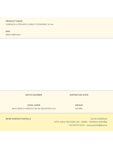 Candado latón arco largo 713/50hb50, 50 mm