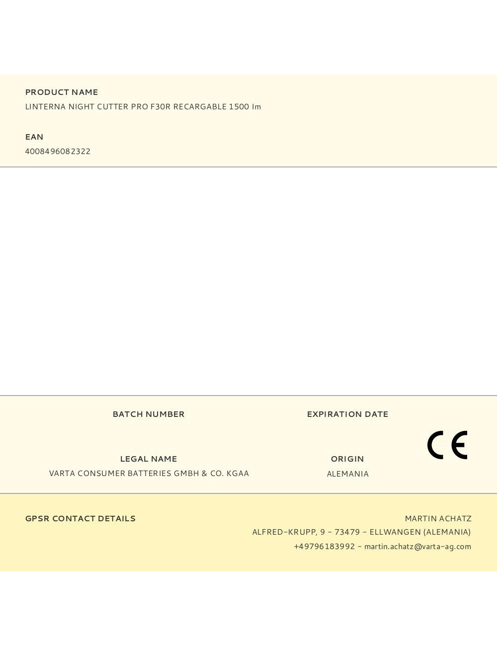 Linterna night cutter pro f30r recargable 1500 im