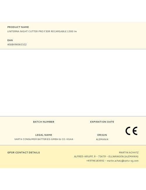 Linterna night cutter pro f30r recargable 1500 im