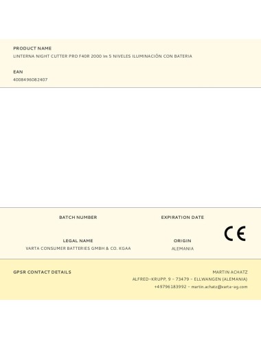 Linterna night cutter pro f40r 2000 im 5 niveles iluminación con bateria