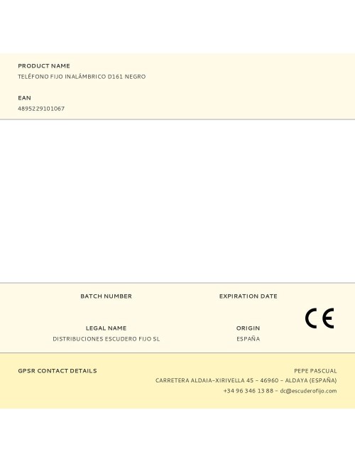 Teléfono fijo inalámbrico d161 negro