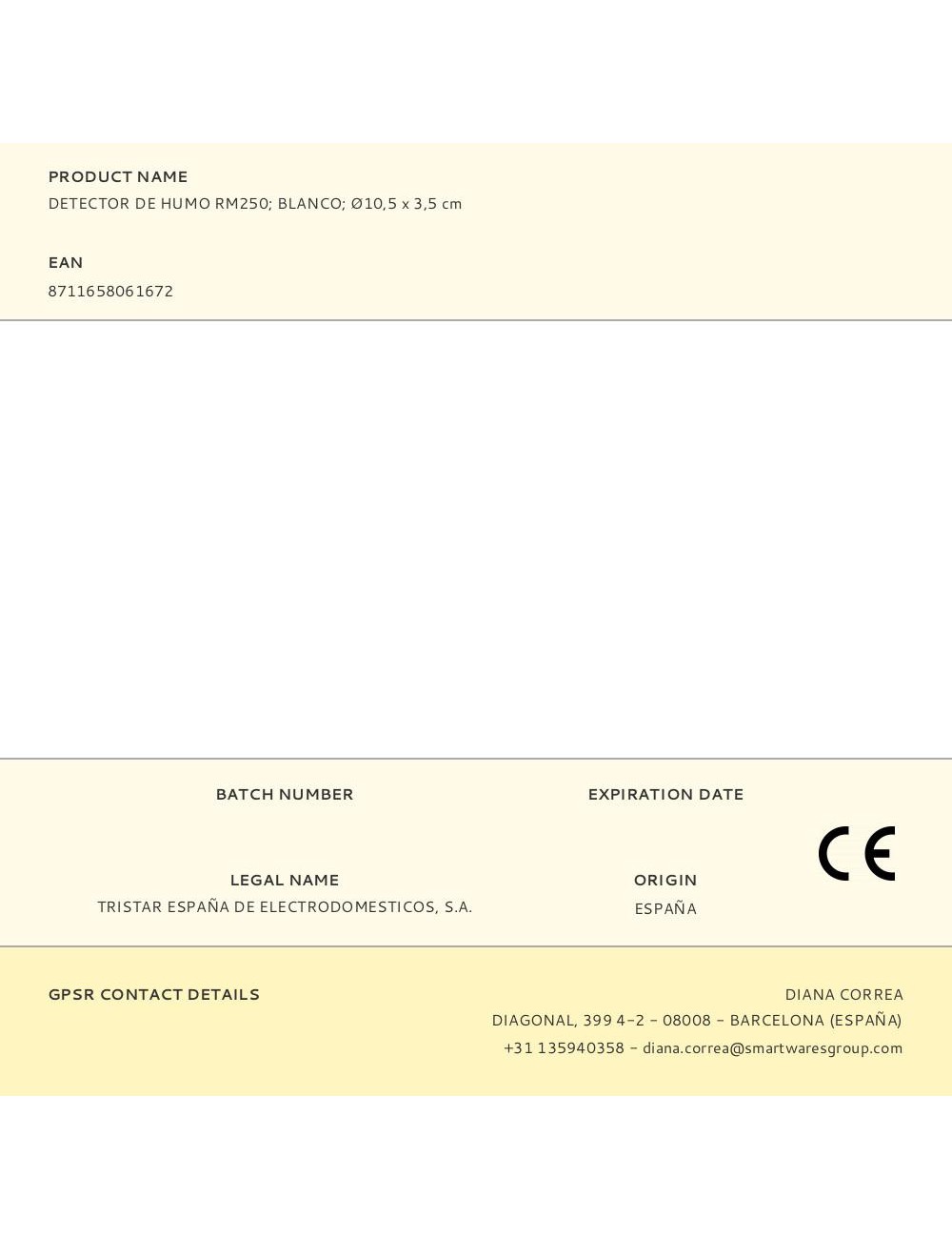 Detector de humo rm250 blanco ø10,5 x 3,5 cm