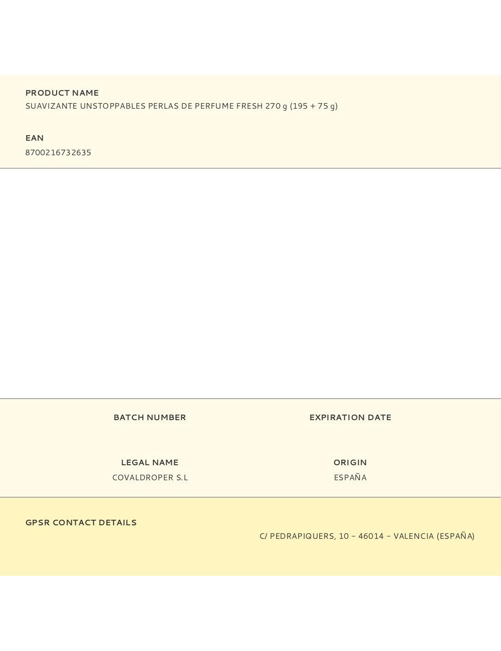 Suavizante unstoppables perlas de perfume fresh 270 g (195 + 75 g)