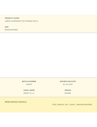 Jabón mecánico lavamanos fast orange 440 ml