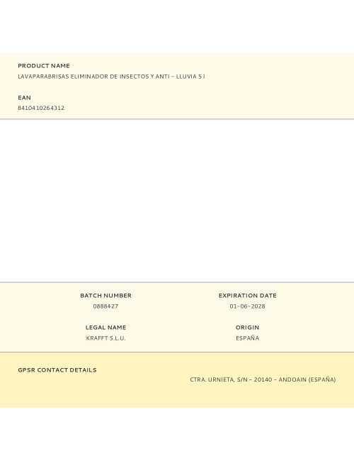 Lavaparabrisas eliminador de insectos y anti - lluvia 5 l