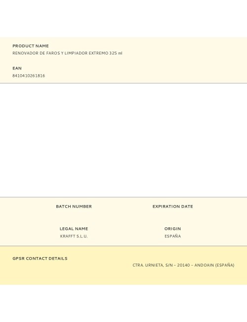 Renovador de faros y limpiador extremo 325 ml